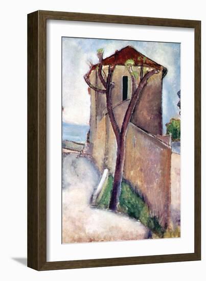 Tree and House-Amedeo Modigliani-Framed Premium Giclee Print