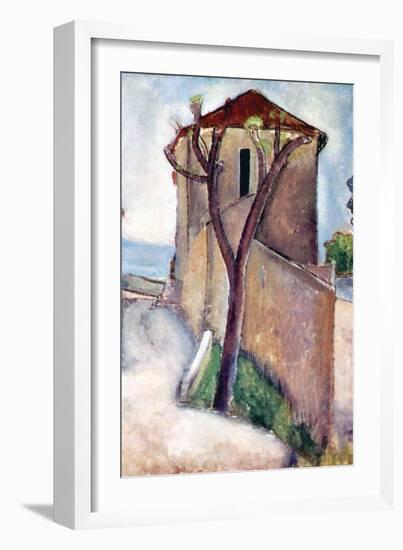 Tree and House-Amedeo Modigliani-Framed Premium Giclee Print