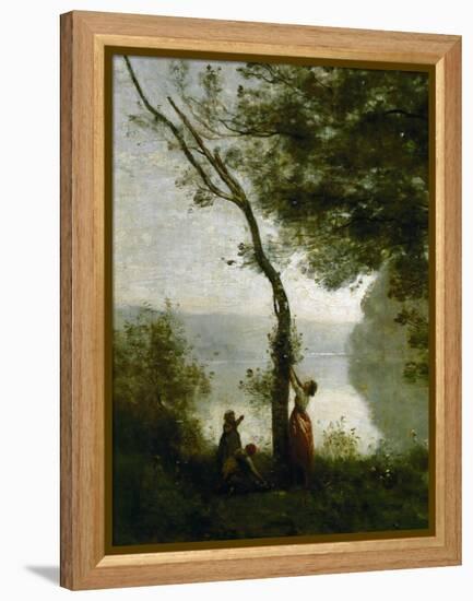 Tree and Woman, Souvenir of Mortefontaine, France-Jean-Baptiste-Camille Corot-Framed Premier Image Canvas