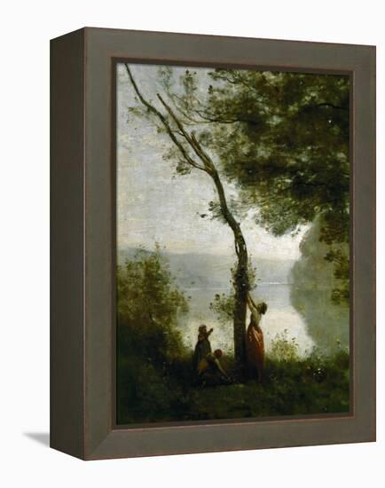 Tree and Woman, Souvenir of Mortefontaine, France-Jean-Baptiste-Camille Corot-Framed Premier Image Canvas