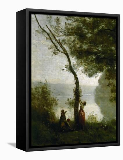 Tree and Woman, Souvenir of Mortefontaine, France-Jean-Baptiste-Camille Corot-Framed Premier Image Canvas