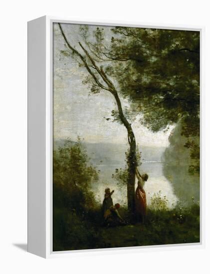 Tree and Woman, Souvenir of Mortefontaine, France-Jean-Baptiste-Camille Corot-Framed Premier Image Canvas