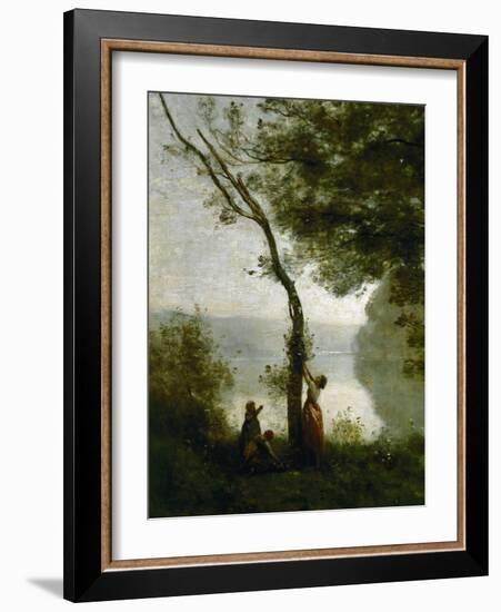 Tree and Woman, Souvenir of Mortefontaine, France-Jean-Baptiste-Camille Corot-Framed Giclee Print