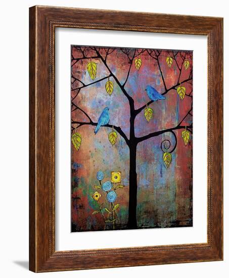 Tree Art Feathered Friends-Blenda Tyvoll-Framed Art Print