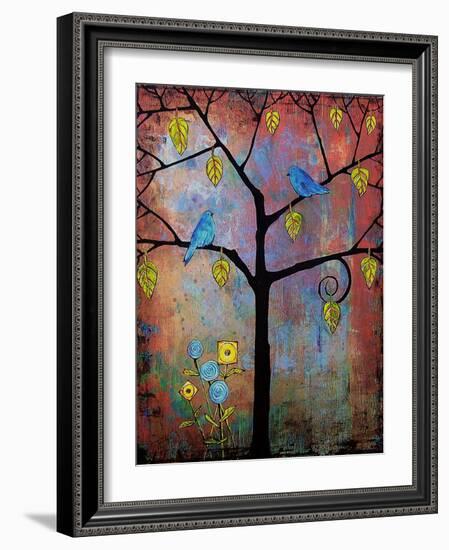 Tree Art Feathered Friends-Blenda Tyvoll-Framed Art Print