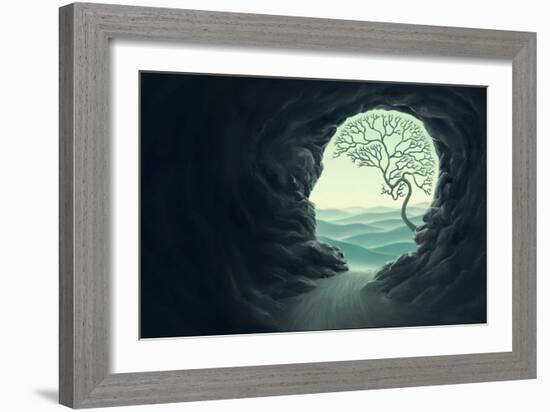 Tree brain with human head cape-Kampanart Sangsorn-Framed Art Print