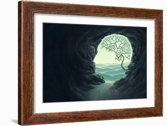 Tree brain with human head cape-Kampanart Sangsorn-Framed Art Print