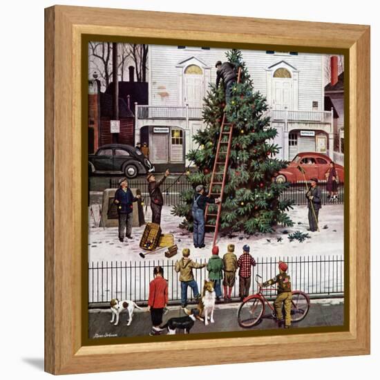 "Tree in Town Square," December 4, 1948-Stevan Dohanos-Framed Premier Image Canvas