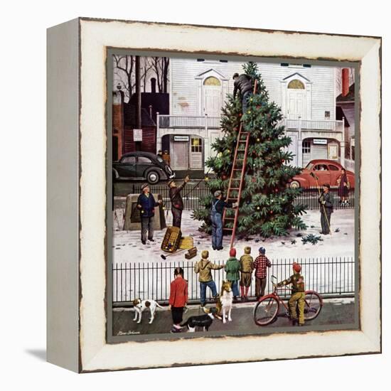 "Tree in Town Square," December 4, 1948-Stevan Dohanos-Framed Premier Image Canvas