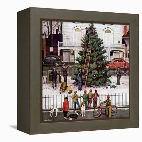 "Tree in Town Square," December 4, 1948-Stevan Dohanos-Framed Premier Image Canvas