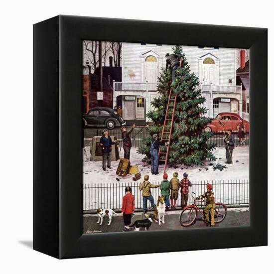 "Tree in Town Square," December 4, 1948-Stevan Dohanos-Framed Premier Image Canvas