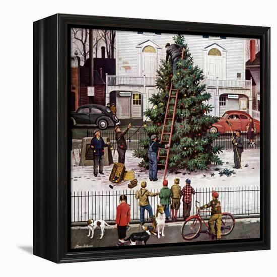 "Tree in Town Square," December 4, 1948-Stevan Dohanos-Framed Premier Image Canvas