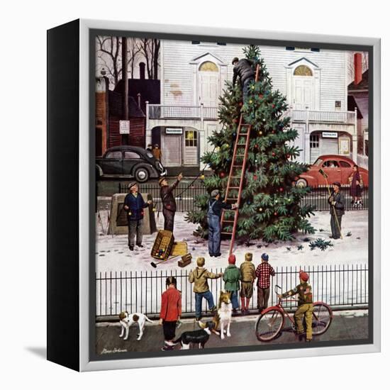 "Tree in Town Square," December 4, 1948-Stevan Dohanos-Framed Premier Image Canvas