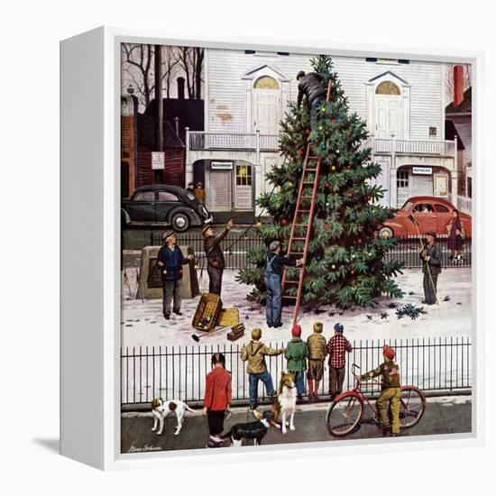 "Tree in Town Square," December 4, 1948-Stevan Dohanos-Framed Premier Image Canvas