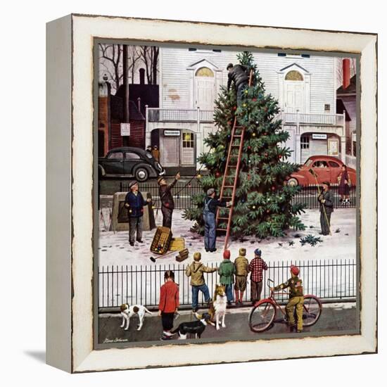 "Tree in Town Square," December 4, 1948-Stevan Dohanos-Framed Premier Image Canvas