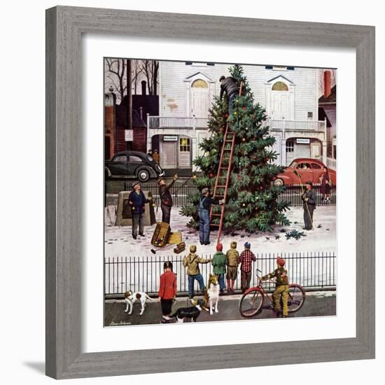 "Tree in Town Square," December 4, 1948-Stevan Dohanos-Framed Premium Giclee Print