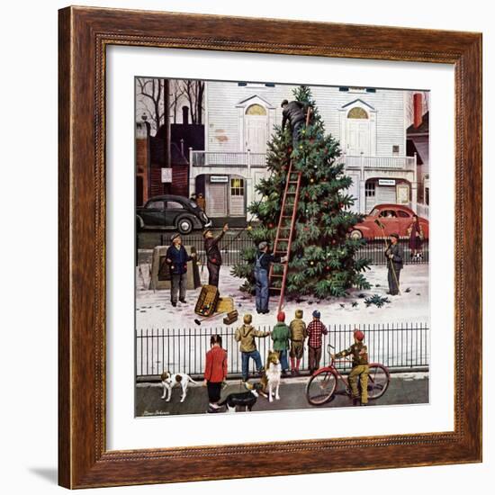"Tree in Town Square," December 4, 1948-Stevan Dohanos-Framed Premium Giclee Print