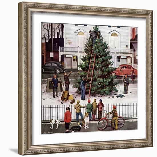 "Tree in Town Square," December 4, 1948-Stevan Dohanos-Framed Giclee Print