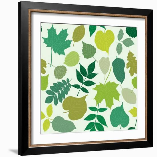 Tree Leaves Seamless Pattern-elein-Framed Art Print