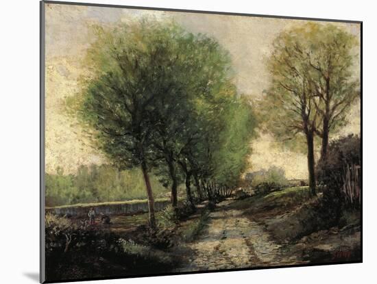 Tree-Lined Avenue in a Small Town, 1865-1867-Alfred Sisley-Mounted Giclee Print