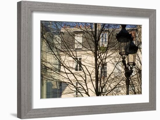 Tree-Lined Street and Streetlamp in Winter in Paris, France-Robert Such-Framed Photographic Print