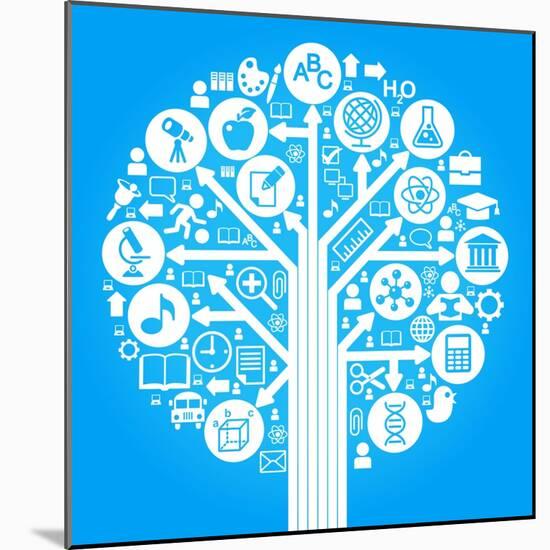 Tree of Knowledge. the Concept of the Learning Sciences.The Abstraction of the Icons on the Subject-VLADGRIN-Mounted Art Print