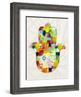 Tree of Life Hamsa-Linda Woods-Framed Art Print