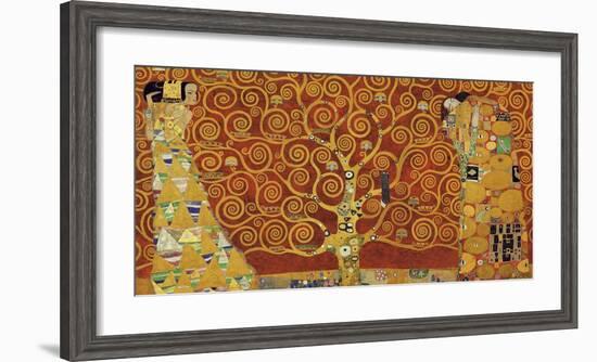 Tree of Life (red variation)-Gustav Klimt-Framed Art Print