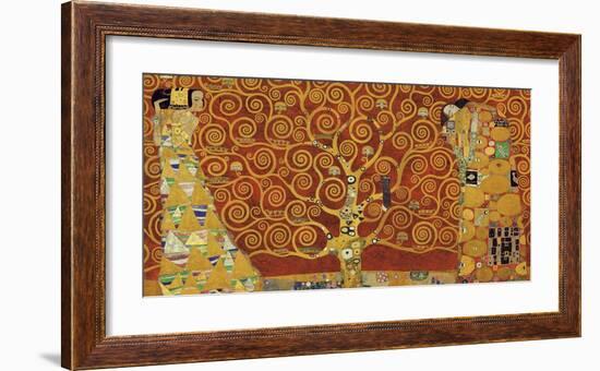 Tree of Life (red variation)-Gustav Klimt-Framed Art Print