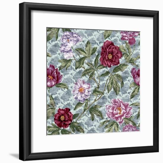 Tree Peony Scroll and Texture-Bill Jackson-Framed Giclee Print