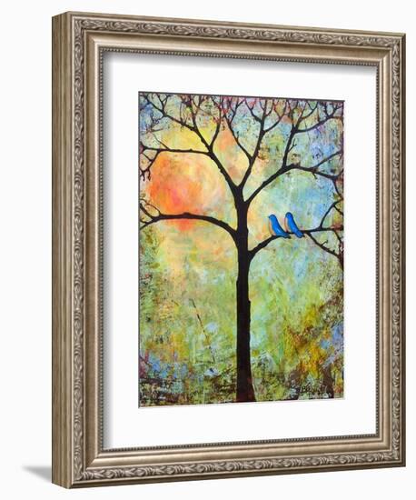 Tree Print Art Birds Sunshine Bluebirds-Blenda Tyvoll-Framed Premium Giclee Print