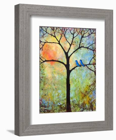 Tree Print Art Birds Sunshine Bluebirds-Blenda Tyvoll-Framed Premium Giclee Print