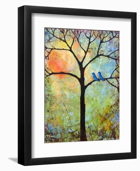 Tree Print Art Birds Sunshine Bluebirds-Blenda Tyvoll-Framed Premium Giclee Print