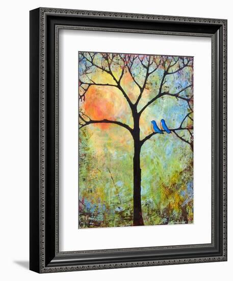 Tree Print Art Birds Sunshine Bluebirds-Blenda Tyvoll-Framed Premium Giclee Print