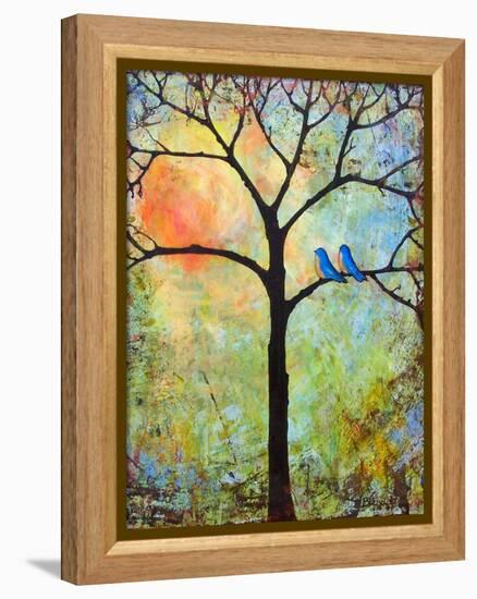 Tree Print Art Birds Sunshine Bluebirds-Blenda Tyvoll-Framed Stretched Canvas