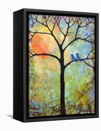 Tree Print Art Birds Sunshine Bluebirds-Blenda Tyvoll-Framed Stretched Canvas