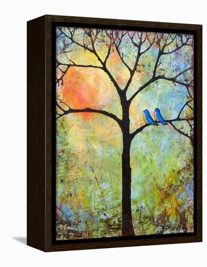 Tree Print Art Birds Sunshine Bluebirds-Blenda Tyvoll-Framed Stretched Canvas