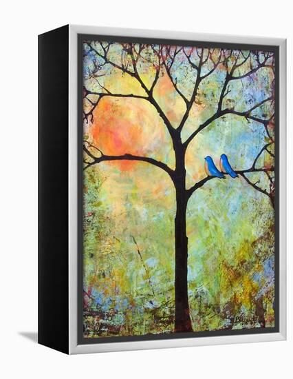Tree Print Art Birds Sunshine Bluebirds-Blenda Tyvoll-Framed Stretched Canvas