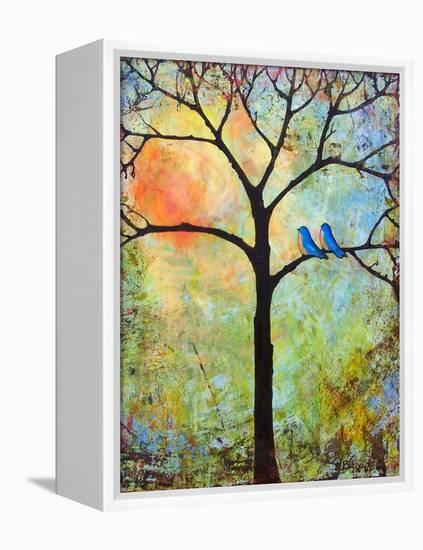 Tree Print Art Birds Sunshine Bluebirds-Blenda Tyvoll-Framed Stretched Canvas