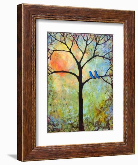Tree Print Art Birds Sunshine Bluebirds-Blenda Tyvoll-Framed Art Print