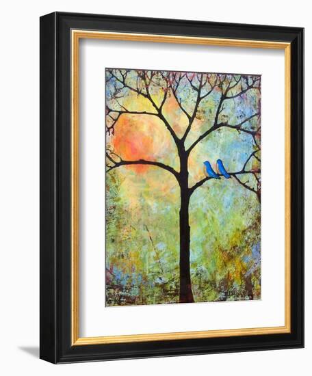 Tree Print Art Birds Sunshine Bluebirds-Blenda Tyvoll-Framed Art Print