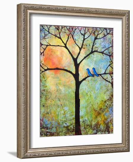 Tree Print Art Birds Sunshine Bluebirds-Blenda Tyvoll-Framed Art Print