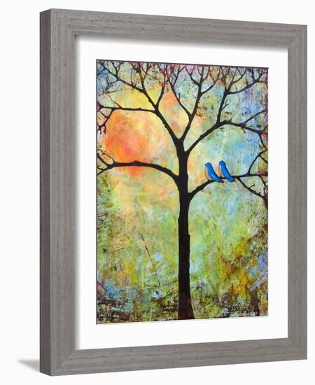 Tree Print Art Birds Sunshine Bluebirds-Blenda Tyvoll-Framed Art Print