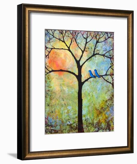 Tree Print Art Birds Sunshine Bluebirds-Blenda Tyvoll-Framed Art Print