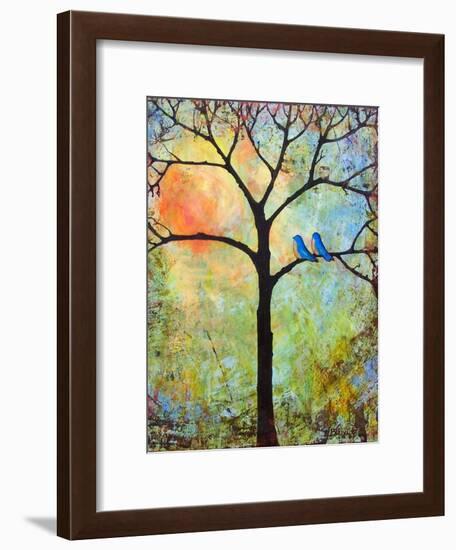 Tree Print Art Birds Sunshine Bluebirds-Blenda Tyvoll-Framed Art Print