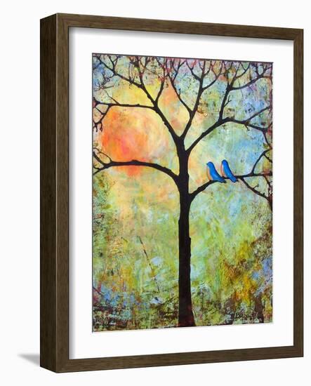 Tree Print Art Birds Sunshine Bluebirds-Blenda Tyvoll-Framed Art Print