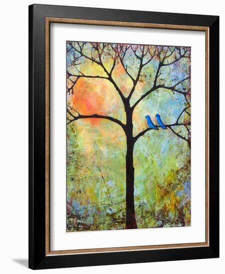 Tree Print Art Birds Sunshine Bluebirds-Blenda Tyvoll-Framed Art Print