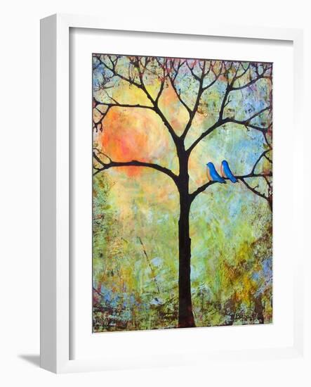 Tree Print Art Birds Sunshine Bluebirds-Blenda Tyvoll-Framed Art Print