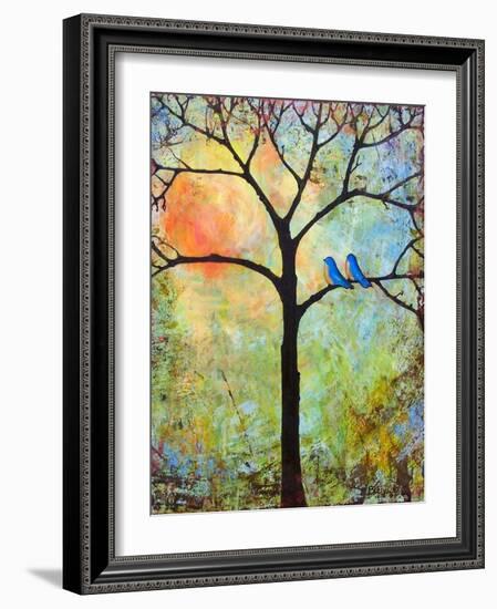 Tree Print Art Birds Sunshine Bluebirds-Blenda Tyvoll-Framed Art Print