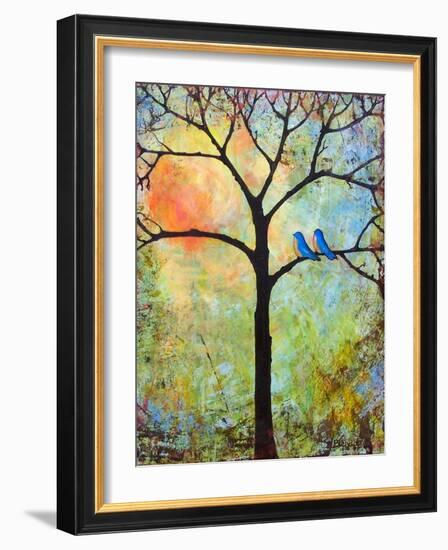 Tree Print Art Birds Sunshine Bluebirds-Blenda Tyvoll-Framed Art Print